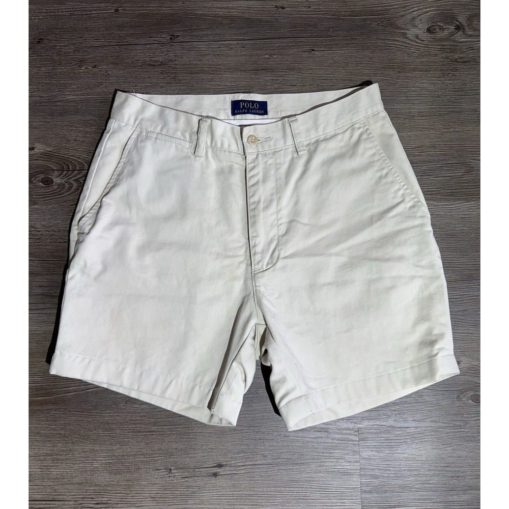 Polo Ralph Lauren Womens Chino Shorts Size 29 Ivory White 100% Cotton Classic